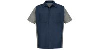 Chemise de travail à bouton à panneau contrastant